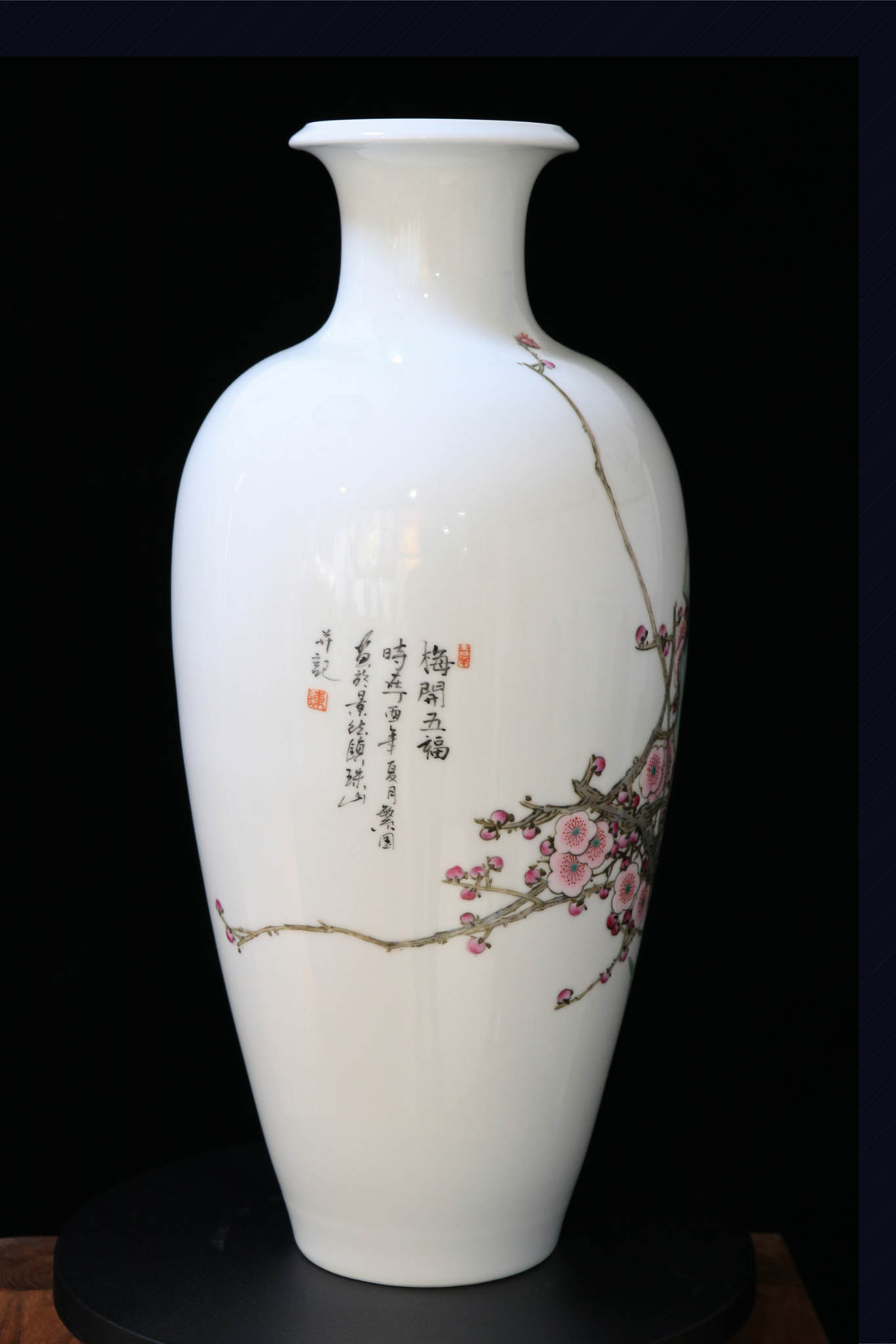 Porcelain Vase, Hand-Painted Vase, Flower and Bird Painting, Fencai, Famille rose