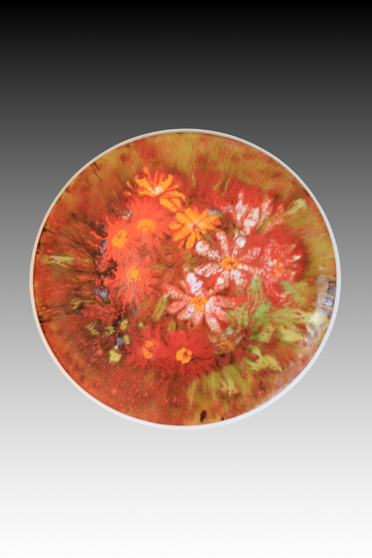 Porcelain Plate, Hand-Painted Plate, Flowers III, High-Temperature Glaze