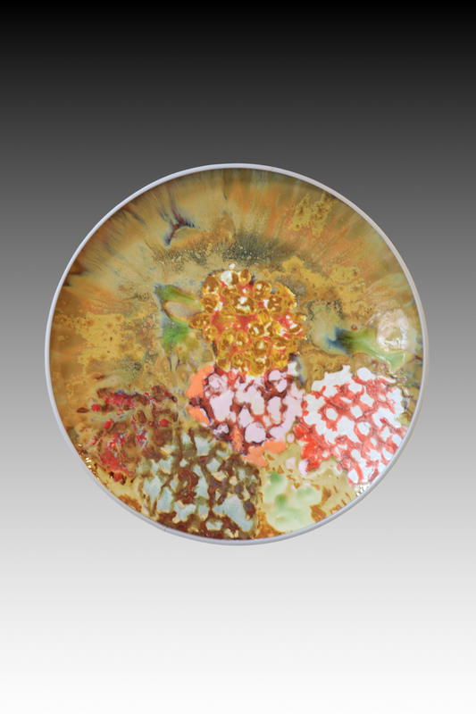 Porcelain Plate, Hand-Painted Plate, Flowers IV, High-Temperature Glaze