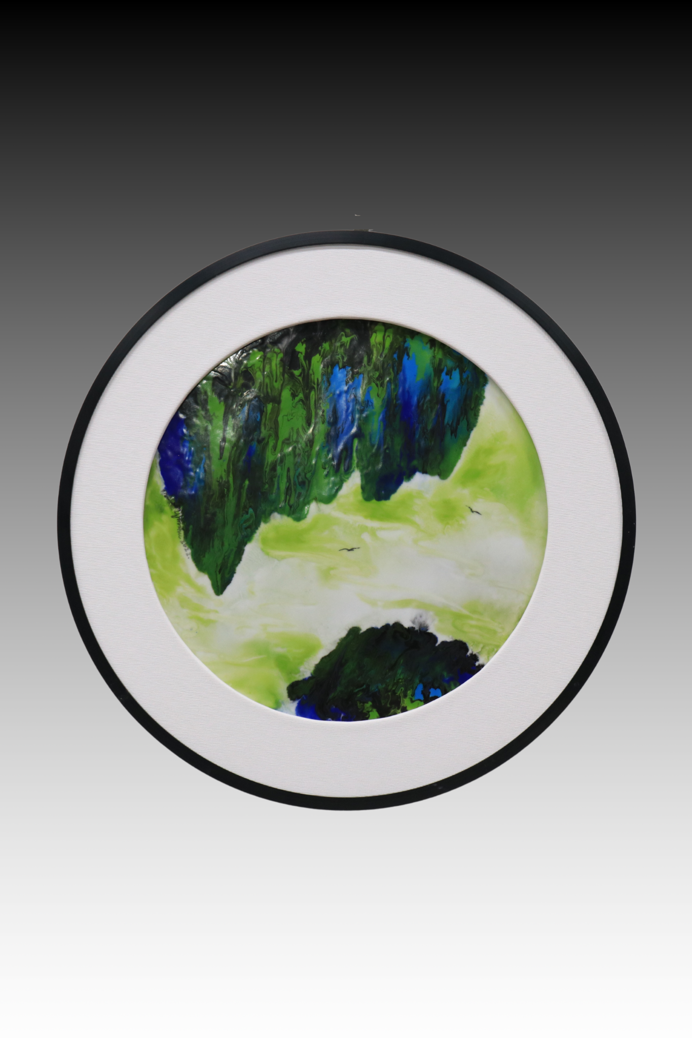 Porcelain Panel Painting, Fluid Art Porcelain Panel Painting, 只此青綠, Just This Lush Green, Splash Glaze, Flow Painting