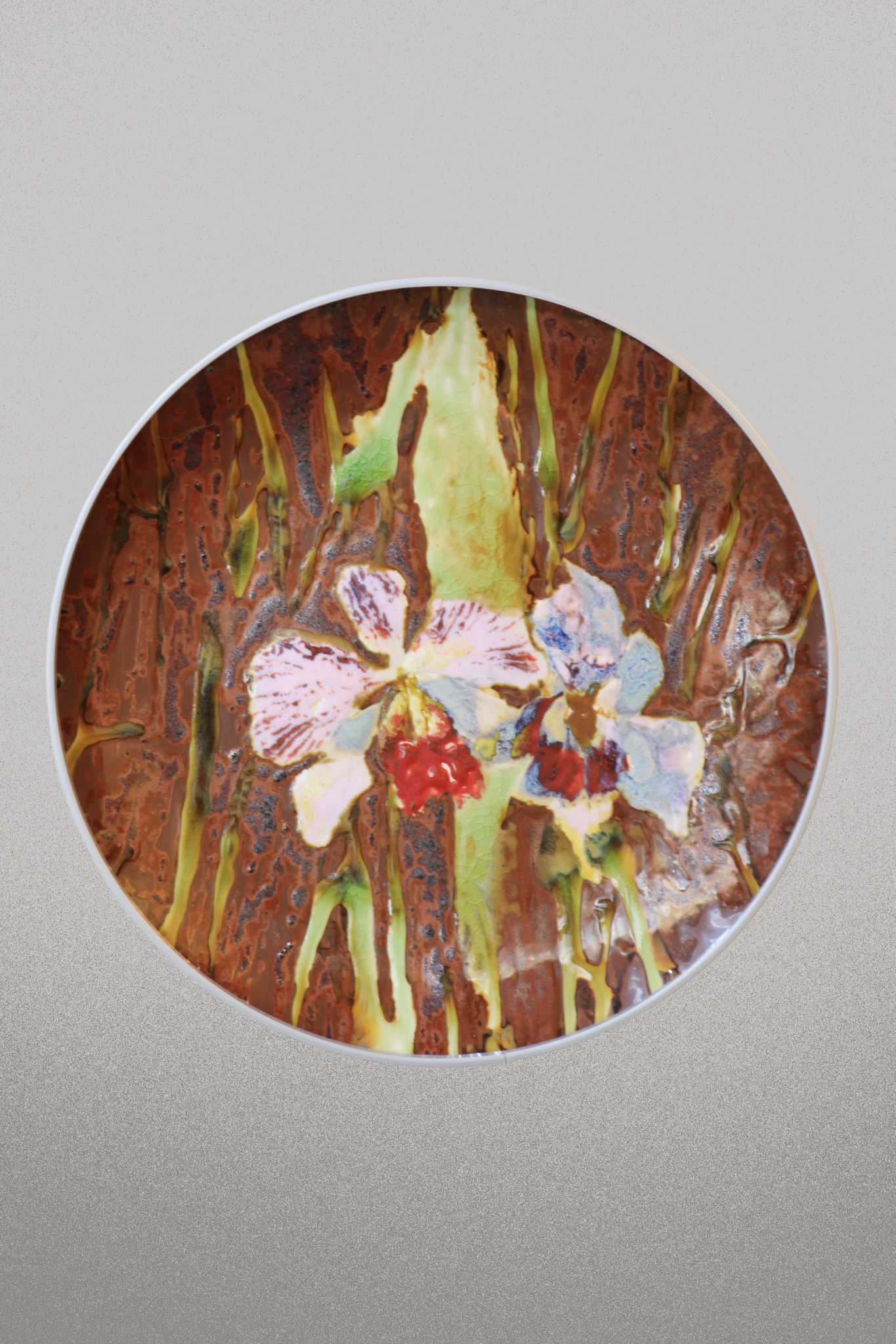 Porcelain Plate, Hand-Painted Plate, Flowers V, High-Temperature Glaze
