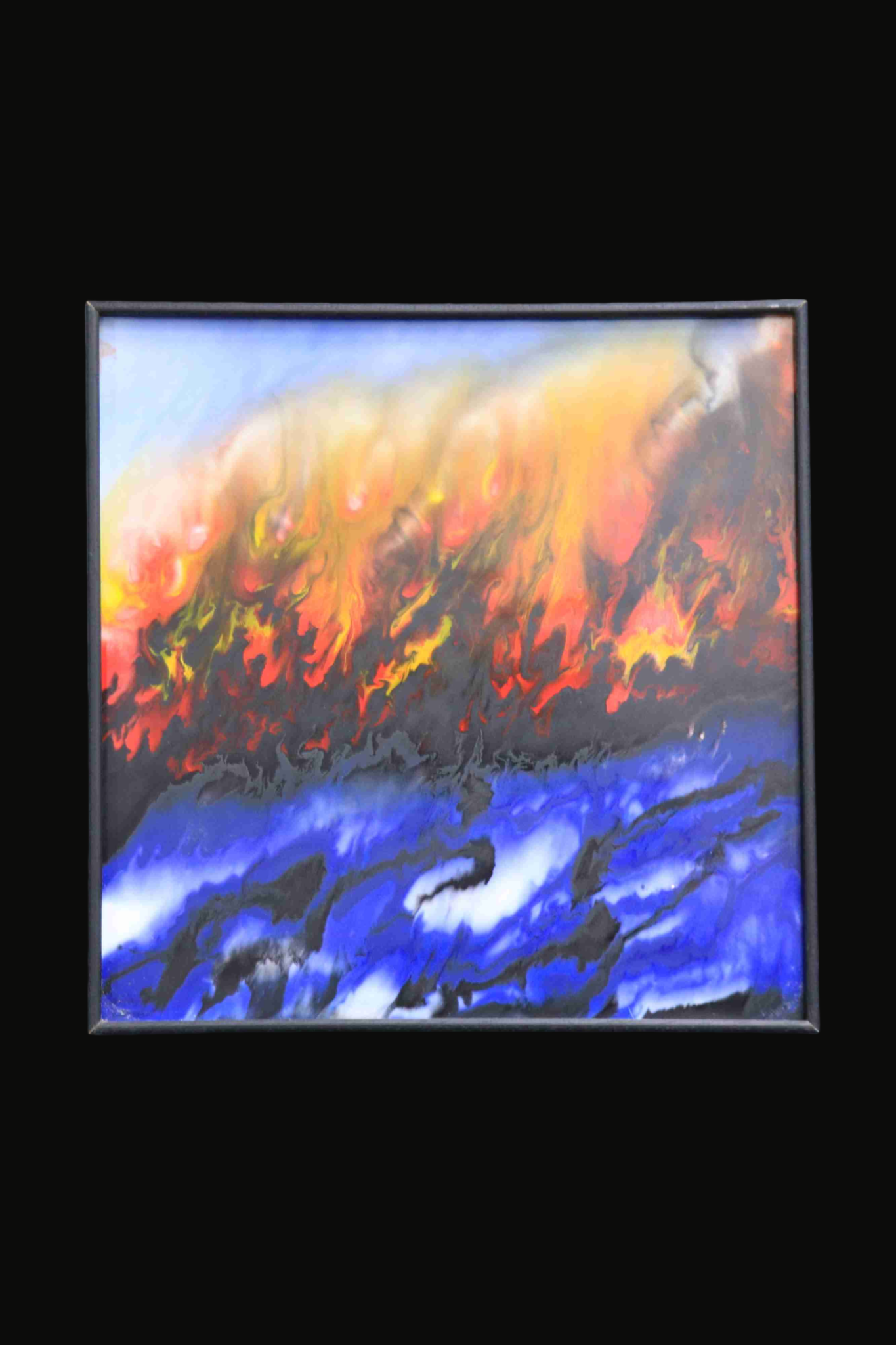 Porcelain Panel Painting, Fluid Art Porcelain Panel Painting, 烈焰, Flames, Splash Glaze, Flow Painting