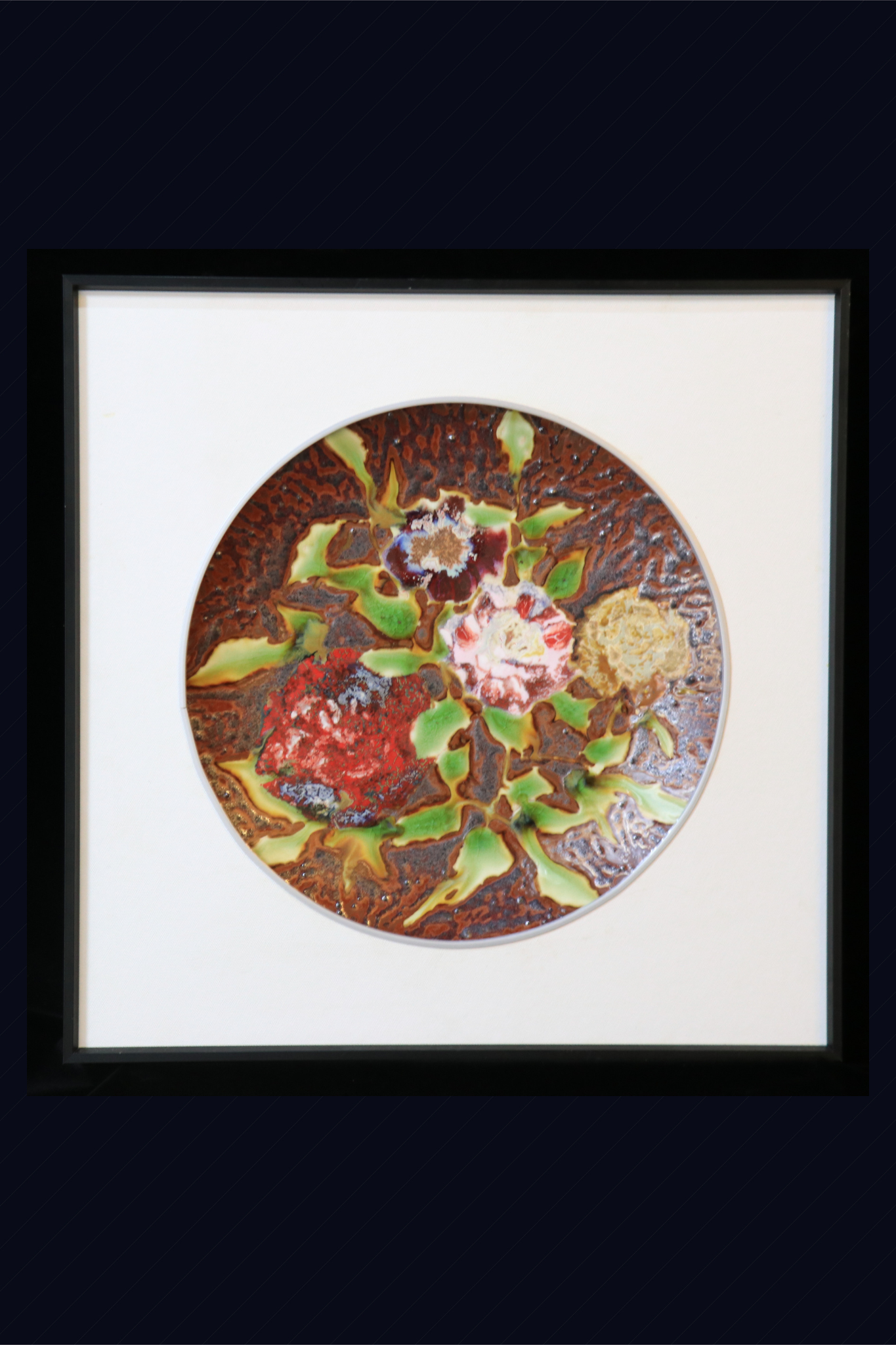 Porcelain Plate, Hand-Painted Plate, Flowers VI, High-Temperature Glaze