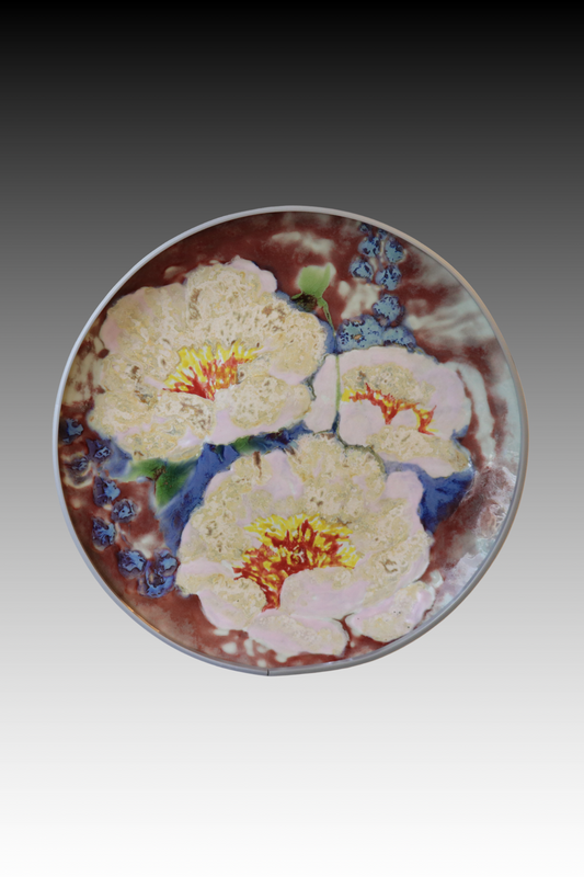 Porcelain Plate, Hand-Painted Plate, Flowers VII, High-Temperature Glaze